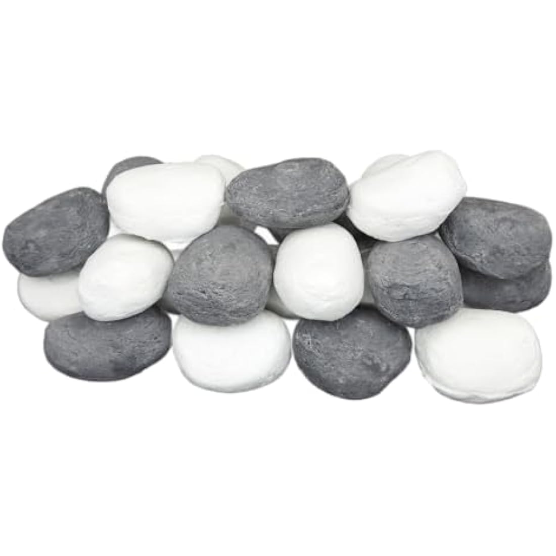 The Stove Wizard Gas Fire Replacement Pebbles Coals 20 Ceramic Pebbles for Gas, LPG, Bio Ethanol and Electric Fires, 10 White and 10 Grey,Approximate size 60mm x 40mm x 40mm