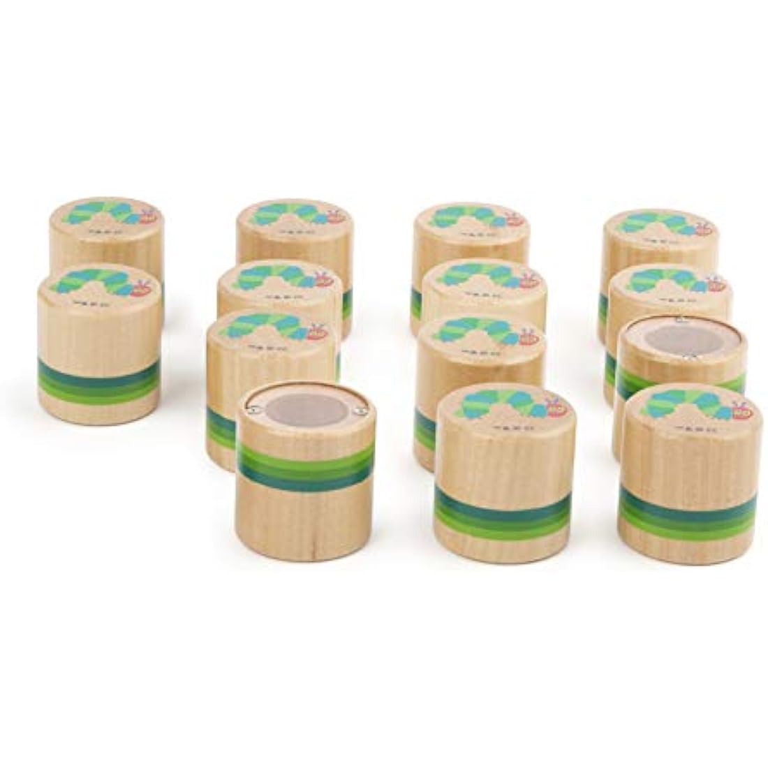 Small Foot Very Hungry Caterpillar Caterpillar 11433 Wooden Sensory Game in Wooden Tins 16 Pieces from 4 Years Very Hungry Caterpillar 11433 Multi-Coloured 4 cm