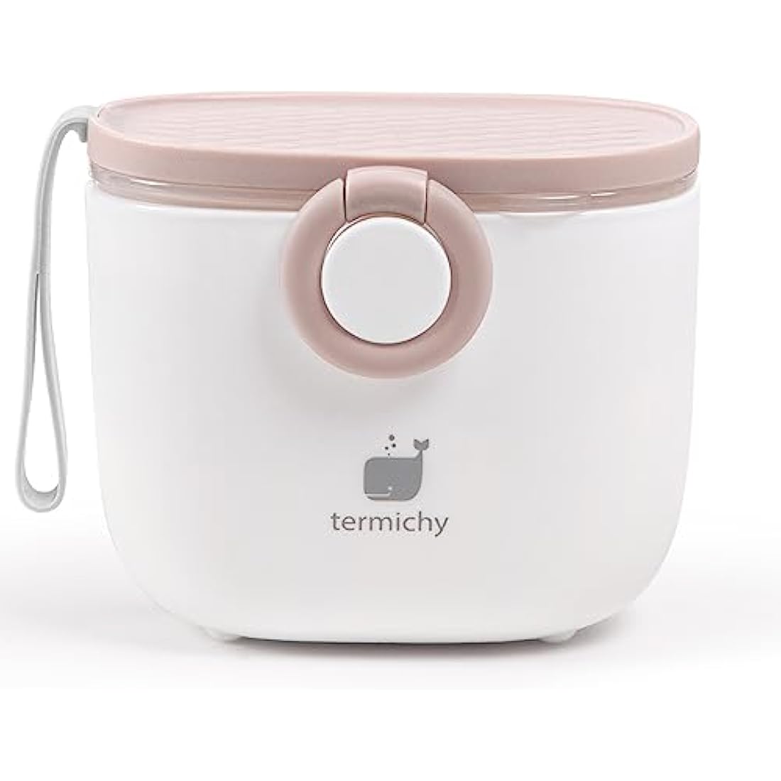 Termichy Milk Powder Scoop Baby Milk Powder Dispenser, 250 g Airtight Portable Milk Powder Container for Travel, with Scraper and Spoon (Pink and White, 1 Piece)