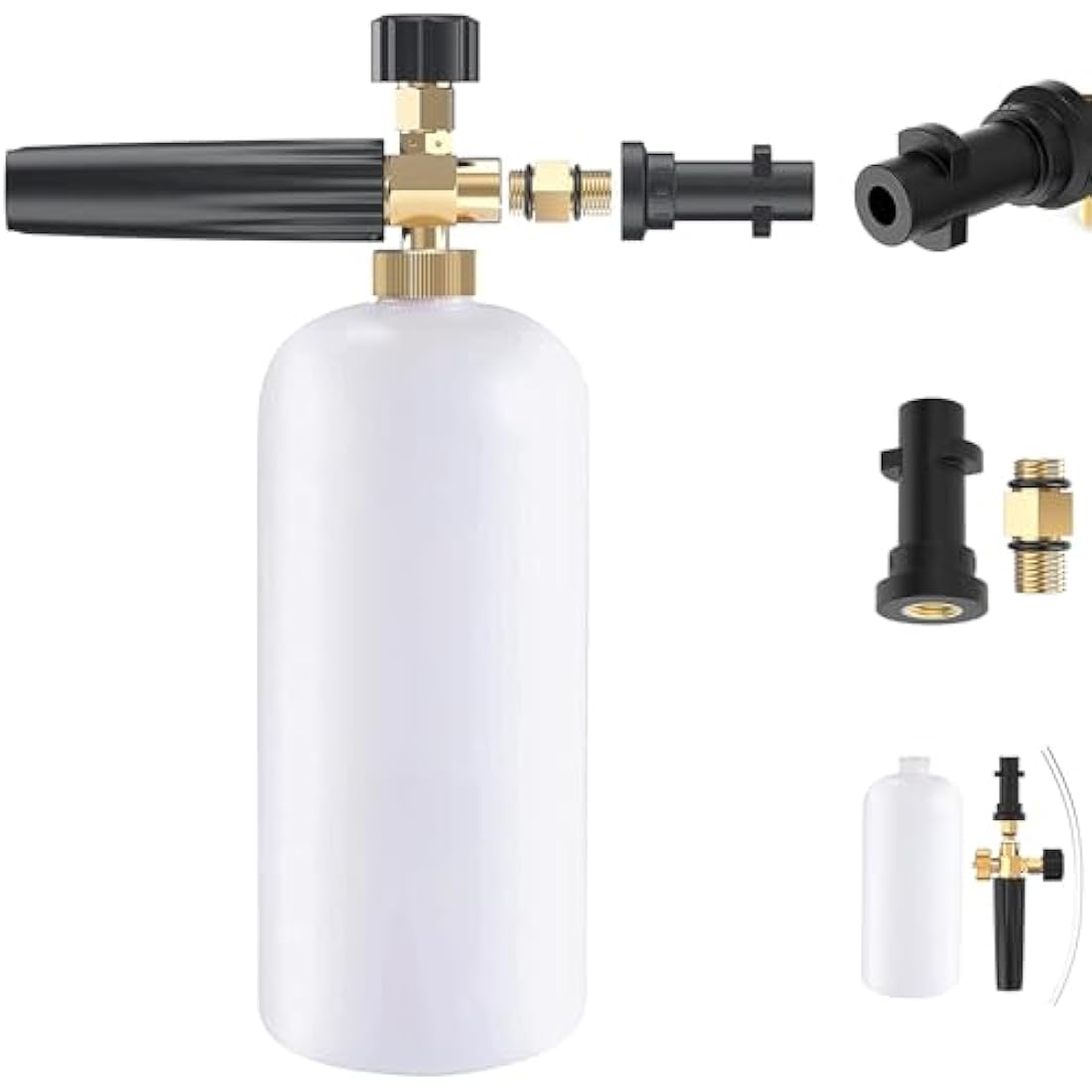 Stone Banks Snow Foam Lance for Karcher K Series K2 K3 K4 K5 K6 K7 Pressure Washer, 1L Adjustable Foam Cannon Gun High Pressure Soap Dispenser Bottle Spray Nozzle for Car Washing Vehicle Cleaning