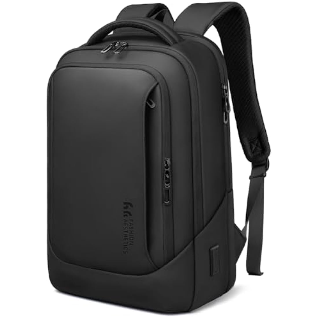 Mens Business Laptop Backpack for 15.6 Inch Large Rucksack with Charging Port Computer Bag Durable Anti-Theft High-Tech Daypack Water-Resistant Casual Daypack for Office College Weekender-Black