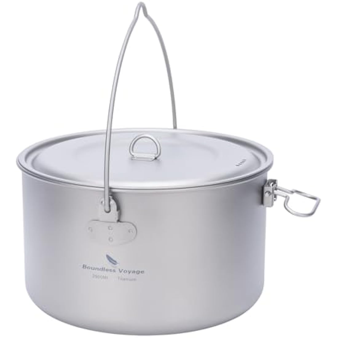 Boundless Voyage 2900ml Camping Pot Titanium Pot with Lid Folding Bail Handle Camping Hiking Picnic Ultralight Portable Cookware 2045C
