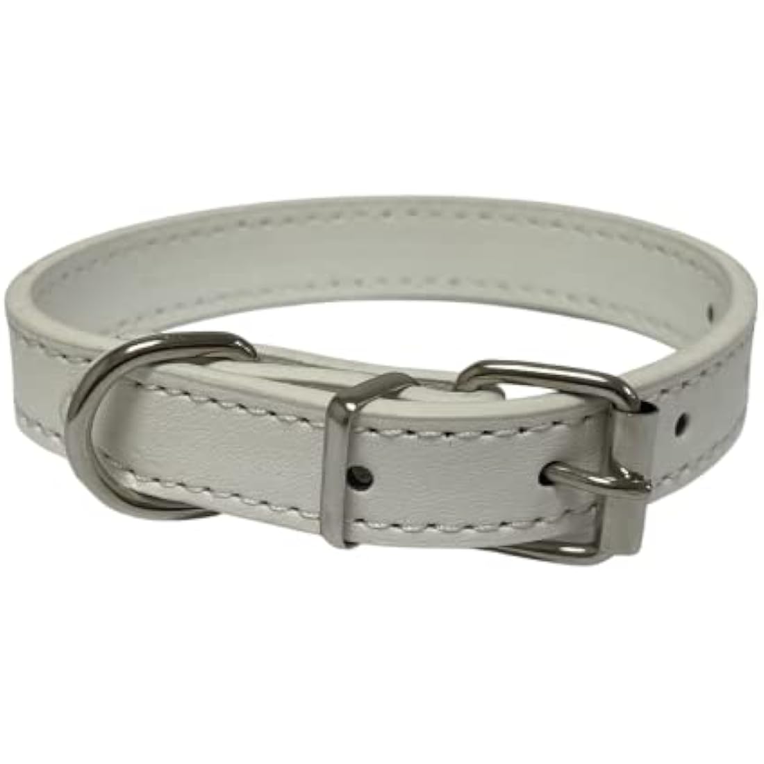 Vibrant Leather Dog Collar for Puppy, Cat, Kitten, Dogs - For Small, Medium, Large & Extra Large Pet Collars (Extra Large (45cm - 55cm Neck), White)