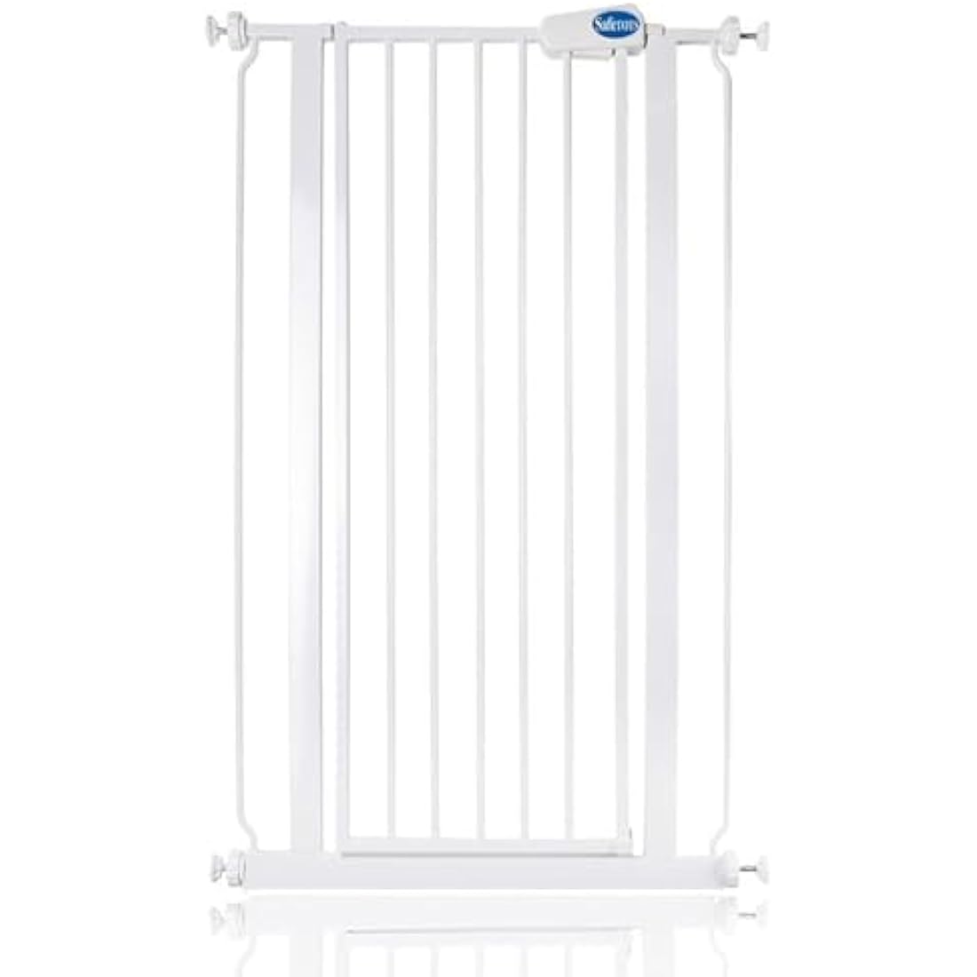Safetots Extra Tall Narrow Metal Safety Gate Pressure Fit, 68.5cm - 75cm, White, 104cm in Height, Extra Tall Stair Gate, Tall Baby Gate, Easy Installation