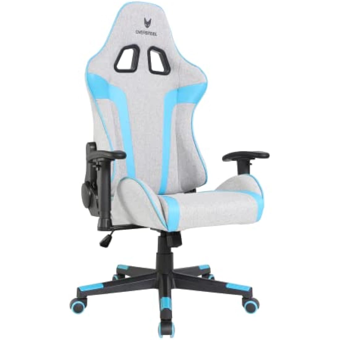 Oversteel - ULTIMET Professional Gaming Chair, Breathable Fabric, 2D Armrests, Height Adjustable, 180° Reclining Backrest, Gas Piston Class 3, Up to 120Kg, Gray/Blue