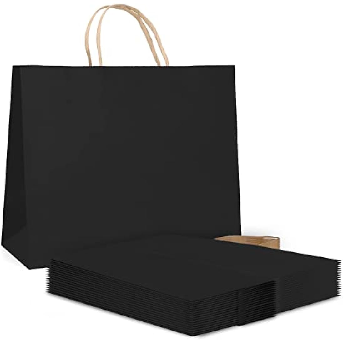 Gift Bags Paper Bags with Handles Black Paper Bags(20 pcs,27x12x21cm,130GSM paper) for Halloween Christmas Wedding Birthday Party
