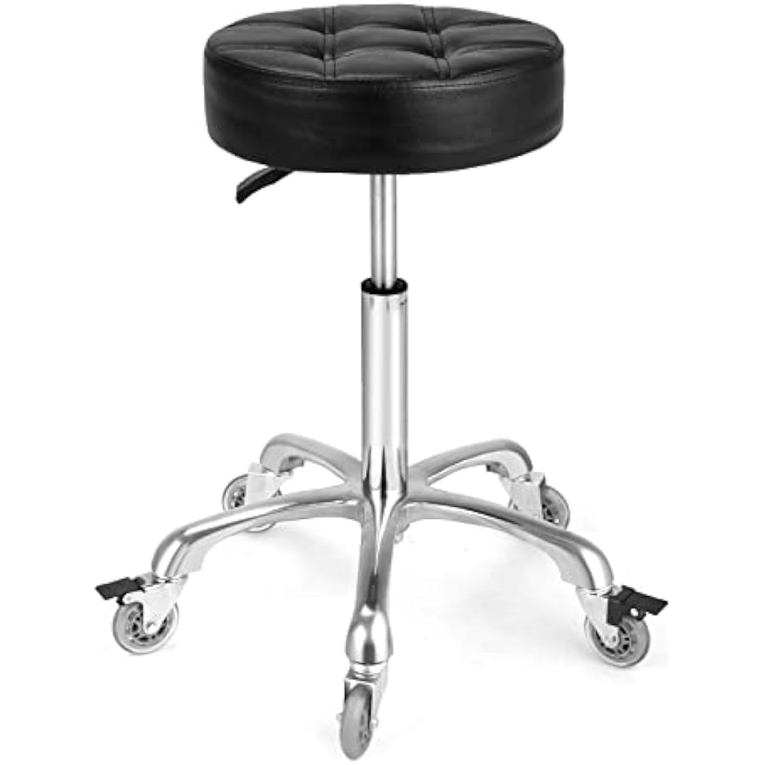 McDooFly Adjustable Heavy Duty Stool - Rolling Stools with Locking Caster Wheels - Swivel Stools Backless Chair for Home Kitchen Office Shop Tattoo Lash Tech Pedicure(Black, Height 56 to 76 cm)