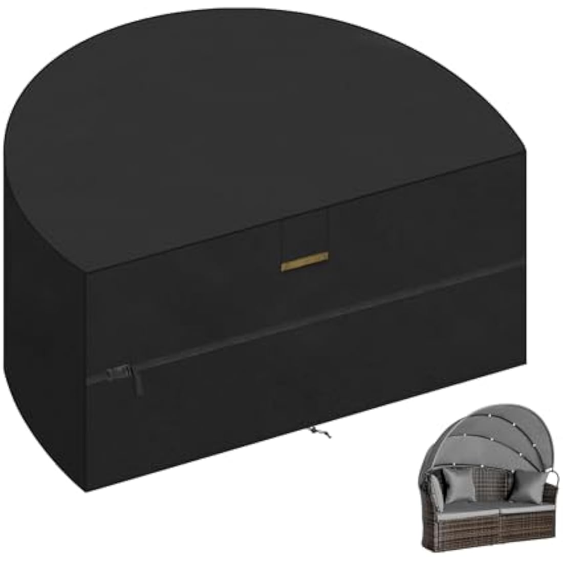 VANSHEIM Outdoor Daybed Cover - Waterproof Garden Furniture Cover - 420D Semi Circle Day Bed - 230x120x100cm