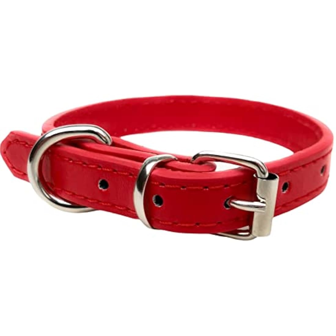 Vibrant Leather Dog Collar for Puppy, Cat, Kitten, Dogs - For Small, Medium, Large & Extra Large Pet Collars (Extra Large (45cm - 55cm Neck), Red)