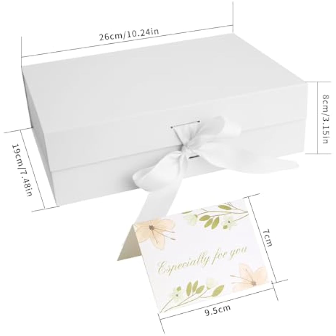 Christmas White Gift Box with Ribbon,Luxury Premium Magnetic Present Boxes with Lids,Large Rectangle Gift Packaging Decorative Box,Presentation Box for Present Gifts Birthdays,Shredded Paper,Cards