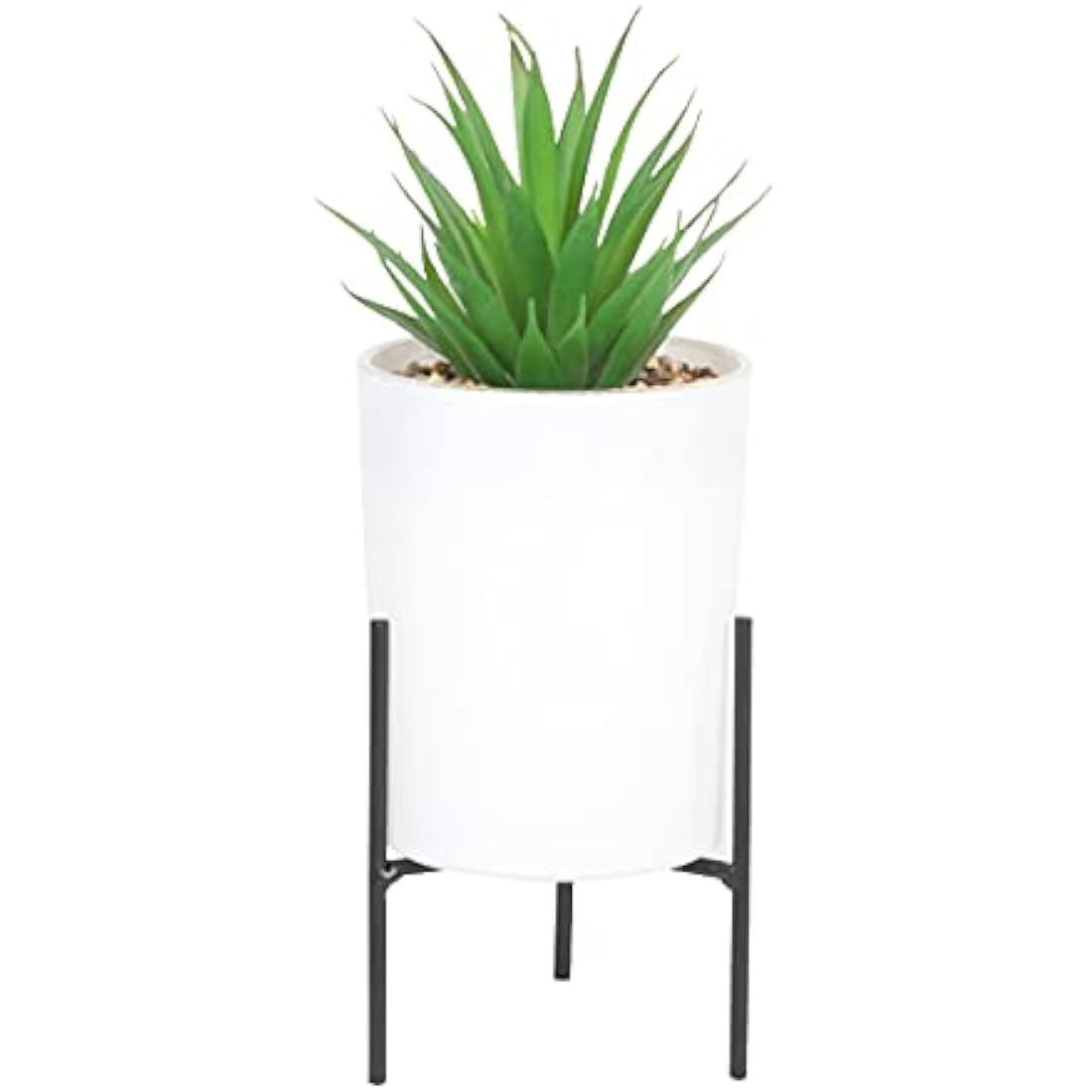 Sleepdown Halo Green Leaf White Pot Stand Artificial Faux Plant for Home Office Bathroom Decor Indoor Decoration Aesthetics