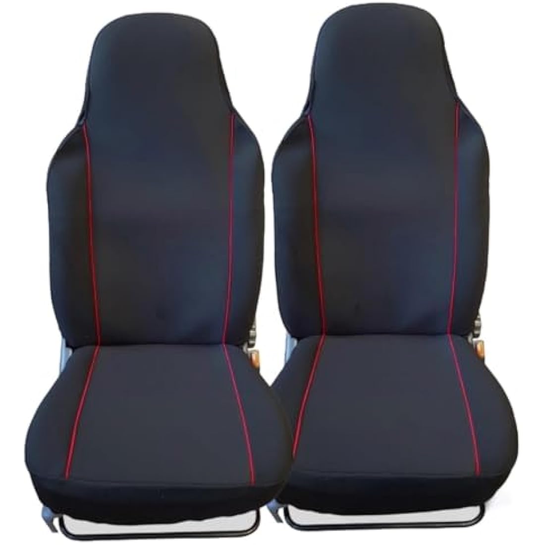 Carseatcover-UK Luxury Universal Car Seat Covers Front Pair, Car Seat Protector, Black with Red Trim, Heavy Duty Fabric