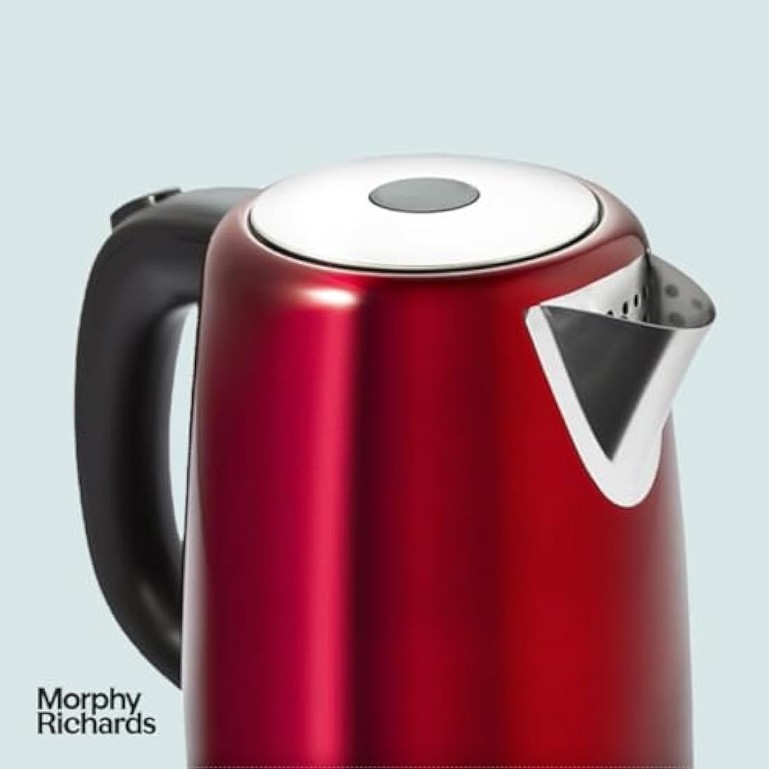 Morphy Richards Equip Kettle, 1.7L, 3Kw Rapid boil, Removeable Limescale Filter, Easy View Water Gauge, Stainless Steel Case, Red, 102785