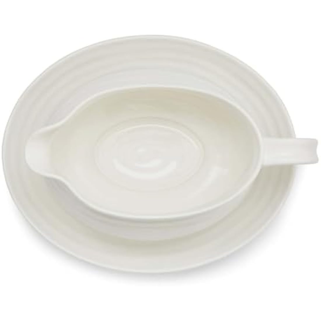 Portmeirion Home & Gifts Gravy Boat & Stand, Porcelain, White, 22.5 x 18 x 10 cm