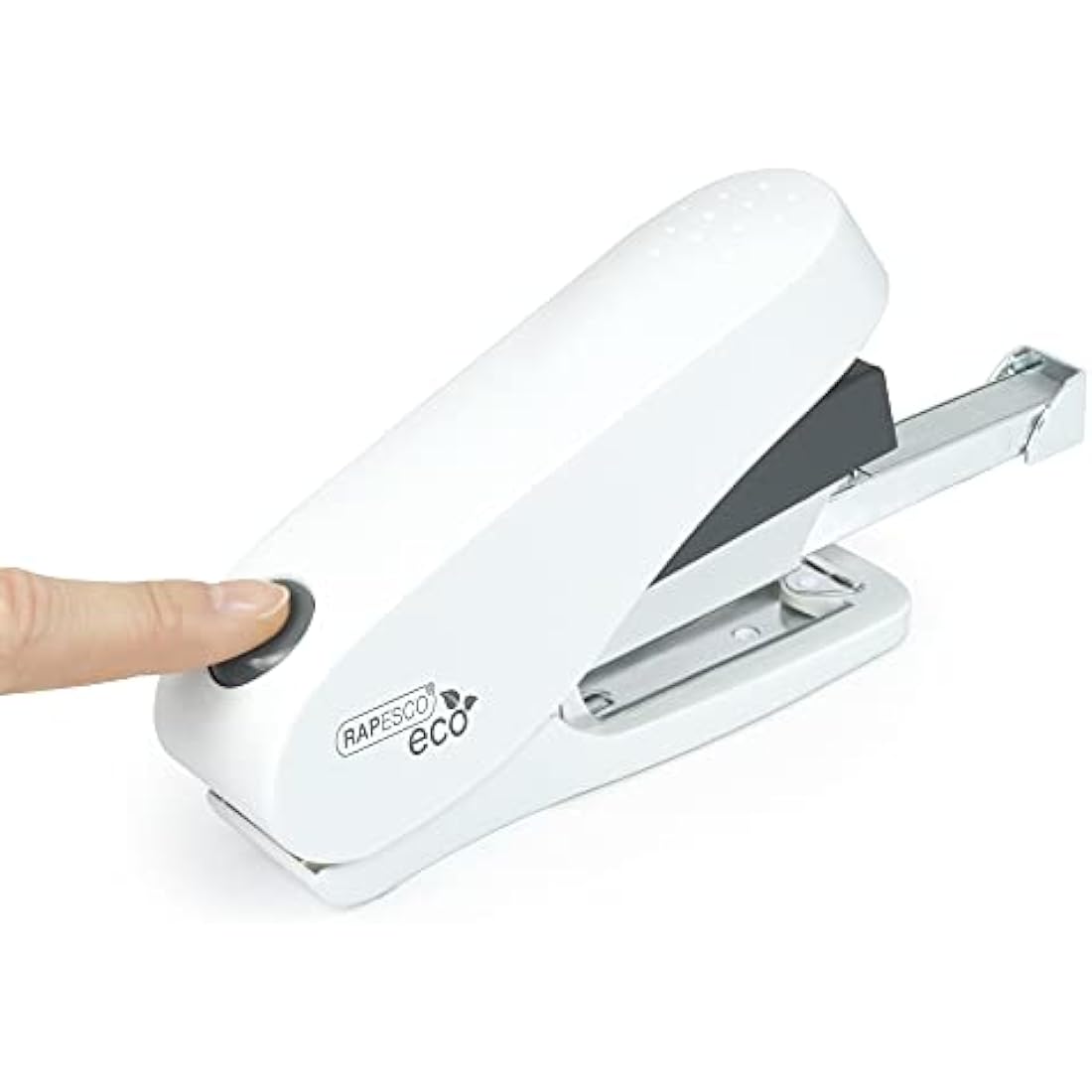 Rapesco 1467 Germ-Savvy Antibacterial, ECO Luna Less Effort Stapler with 2000 Staples, 50 Sheet Capacity, Soft White