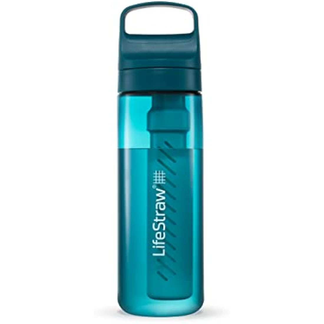 LifeStraw Go Series — BPA-Free Water Filter Bottle for Travel and Everyday Use Removes Bacteria, Parasites and Microplastics, Improves Taste, 22oz Laguna Teal