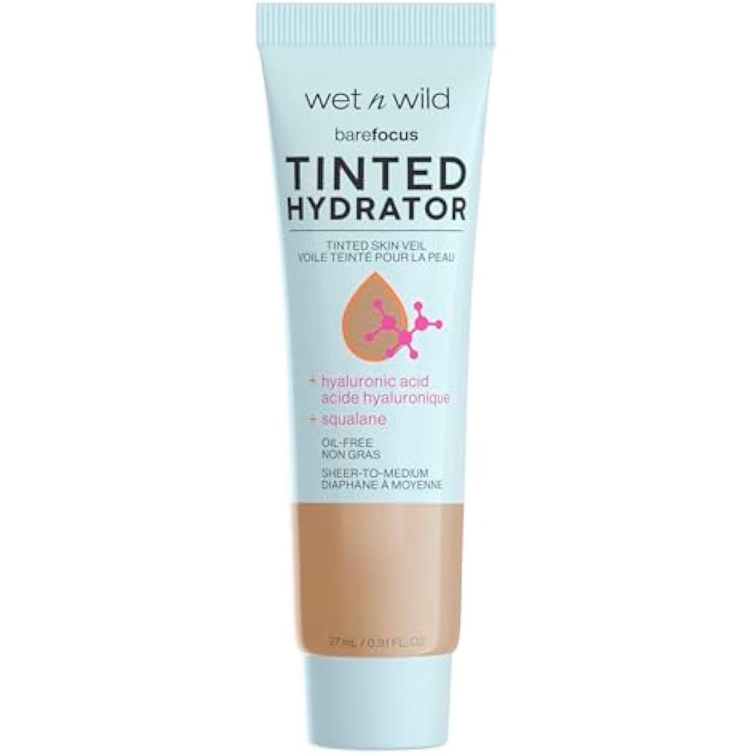 Wet n Wild, Bare Focus Tinted Hydrator, Tinted Moisturiser with Hyaluronic Acid, Lightweight Formula with Semi-Matte Finish for Oily Skin, Sheer to Medium Coverage, Tan