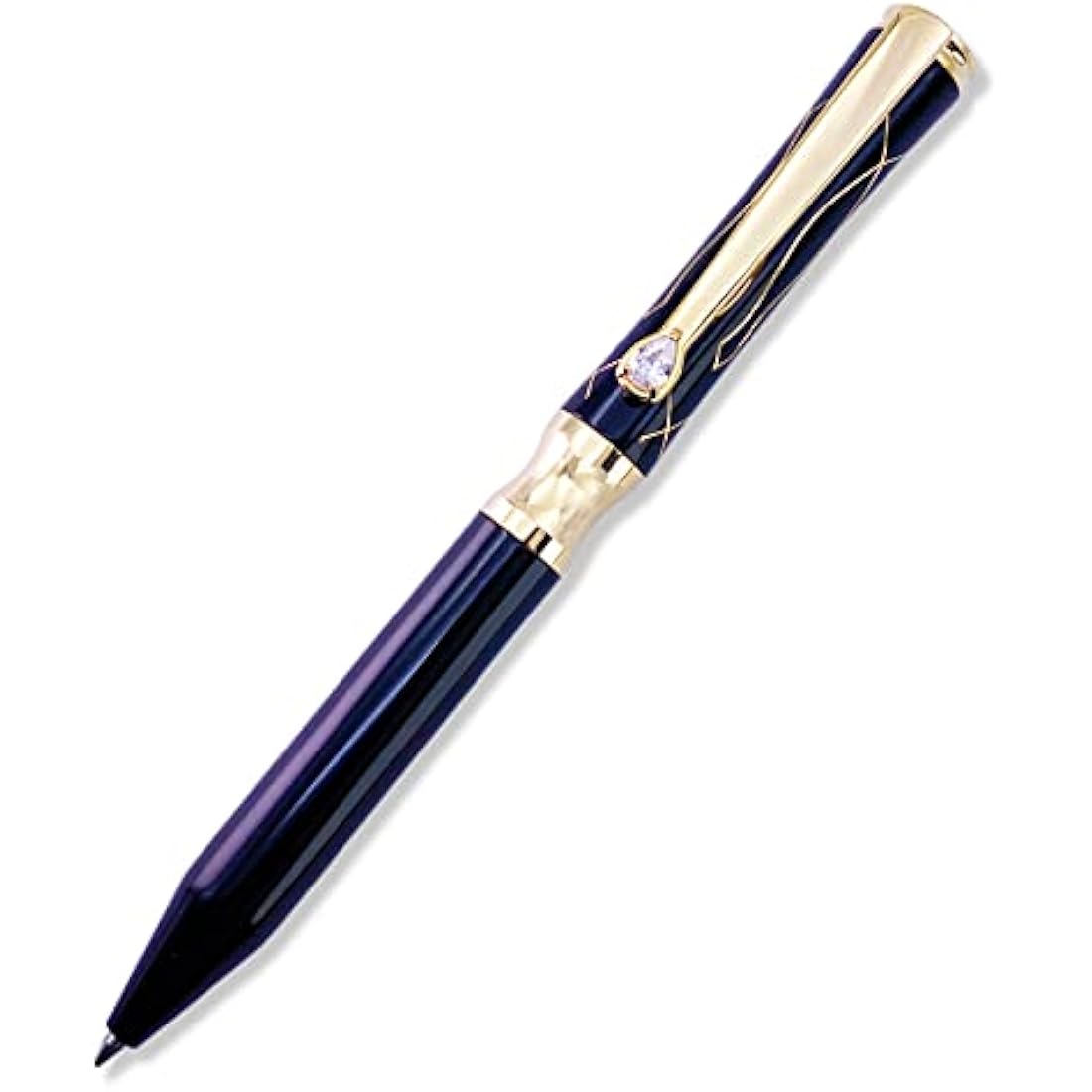 LACHIEVA LUX Black Elegant Crystal Executive Metal Ballpoint Pen with German-made P900M Refills, Luxury and High end Writing Instruments for women-Black