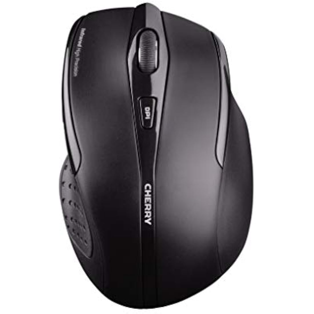 CHERRY MW 3000, Wireless Ergonomic Right-Handed Mouse, 2.4 GHz RF, 6 Buttons, Optical Sensor, Rubberised Side Panels, Battery-Operated, Black
