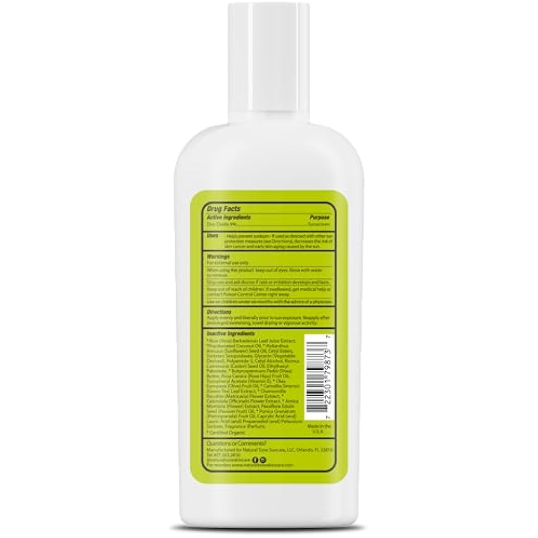 SPF15 Broad Spectrum Natural Sunscreen, Soothing & Hydrating Sunscreen Lotion, Plant-Based Sun Block, Water-Resistant Sun Screen Protector for Face and Body, 118ml - Natural Tone Organic Skincare