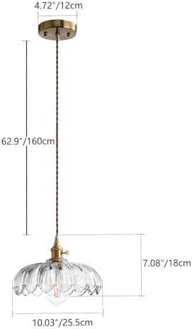 XZHGCEE Glass Pendant Light Fixture with Clear Flower Shade: Vintage Hanging Lights for Kitchen, Dining Room, Bedroom - Rotating Switch & 33-168cm Adjustable Height