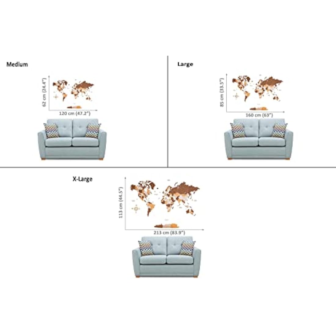 Woodvio 3D Wooden World Map, Decorative Wall Art for Home and Office Décor - size Medium (120x62cm)