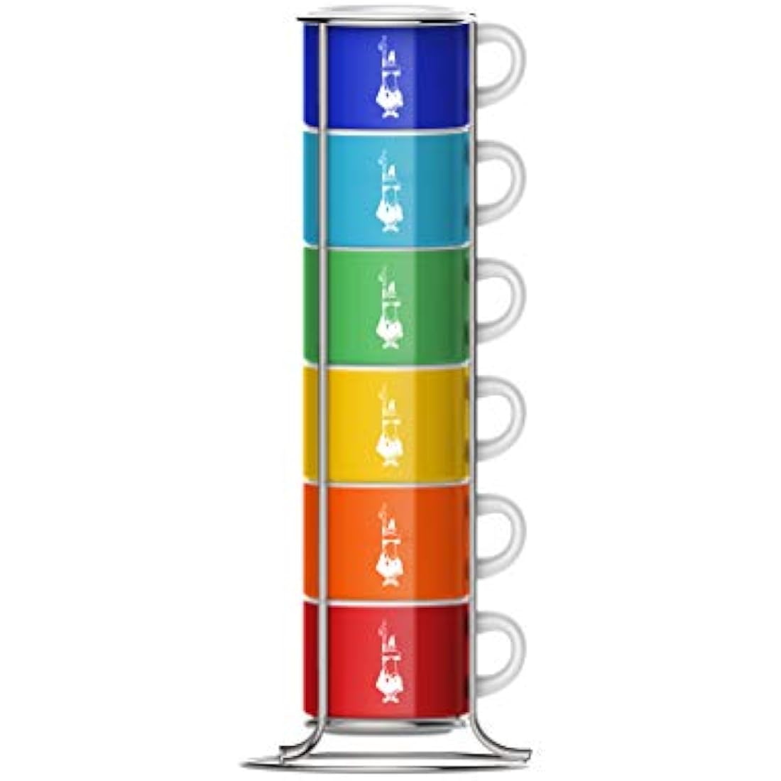 Bialetti TAZZ110 Six Stackable Cups, Multicoloured, Porcelain