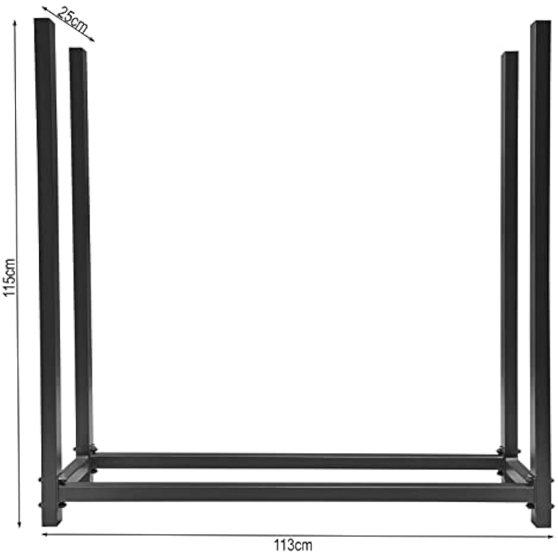 QUICK STAR Metal Firewood Shelving 113 x 25 x 115 cm Garden Firewood Rack Shelter 0.5 m Stacking Aid with Protective Cover Grey