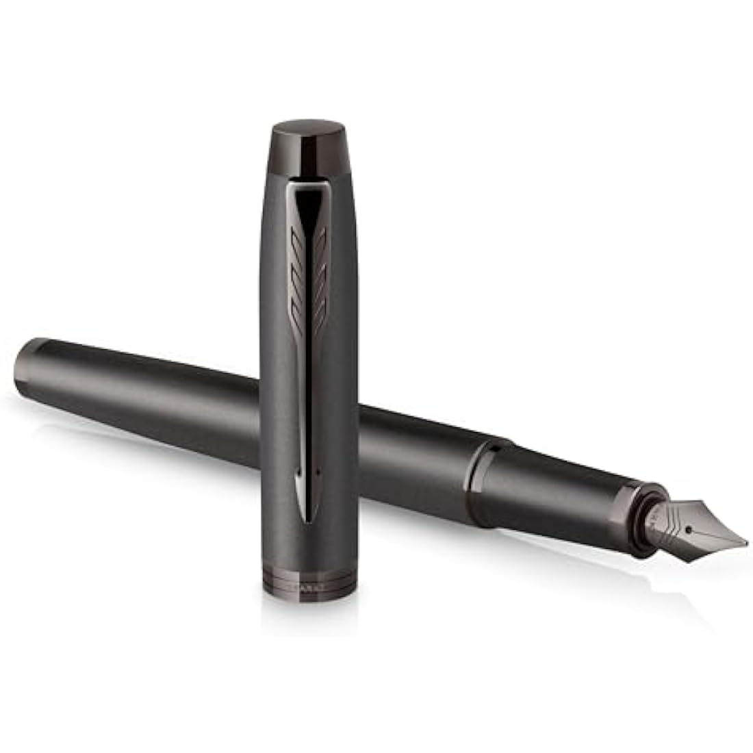 Parker IM Monochrome Fountain Pen | Gun Metal Finish and Trims | Fine Nib | Blue Ink | Gift Box