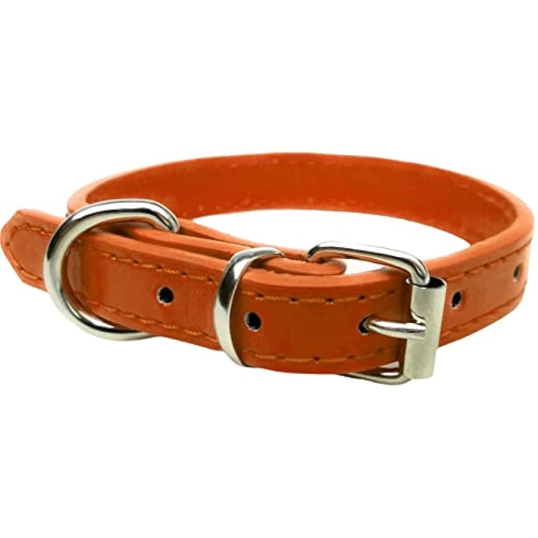 Vibrant Leather Dog Collar for Puppy, Cat, Kitten, Dogs - For Small, Medium, Large & Extra Large Pet Collars (Extra Large (45cm - 55cm Neck), Orange)