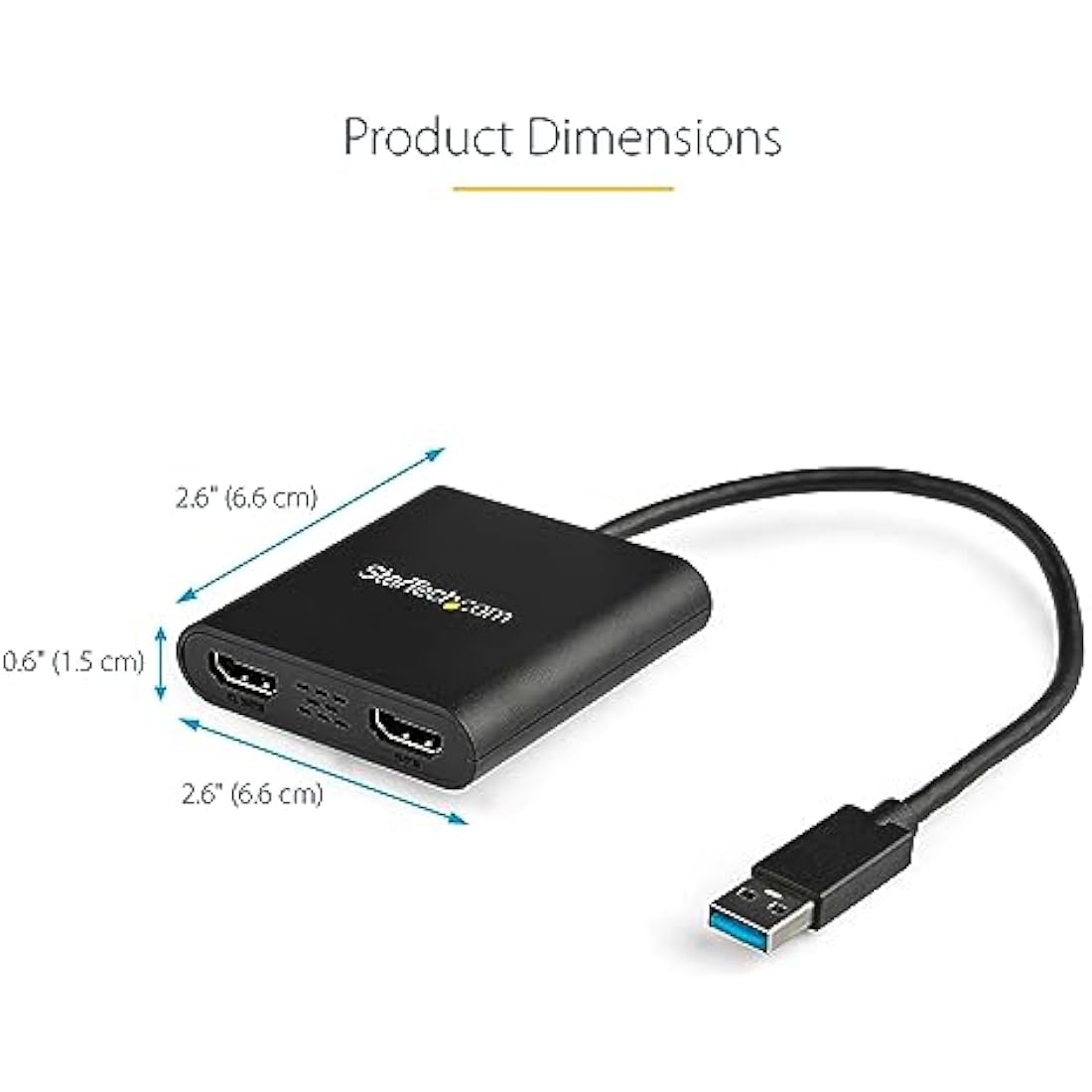 StarTech.com USB 3.0 to Dual HDMI Adapter - 1x 4K 30Hz & 1x 1080p - External Video & Graphics Card - USB Type-A to HDMI Dual Monitor Display Adapter - Supports Windows Only - Black (USB32HD2)