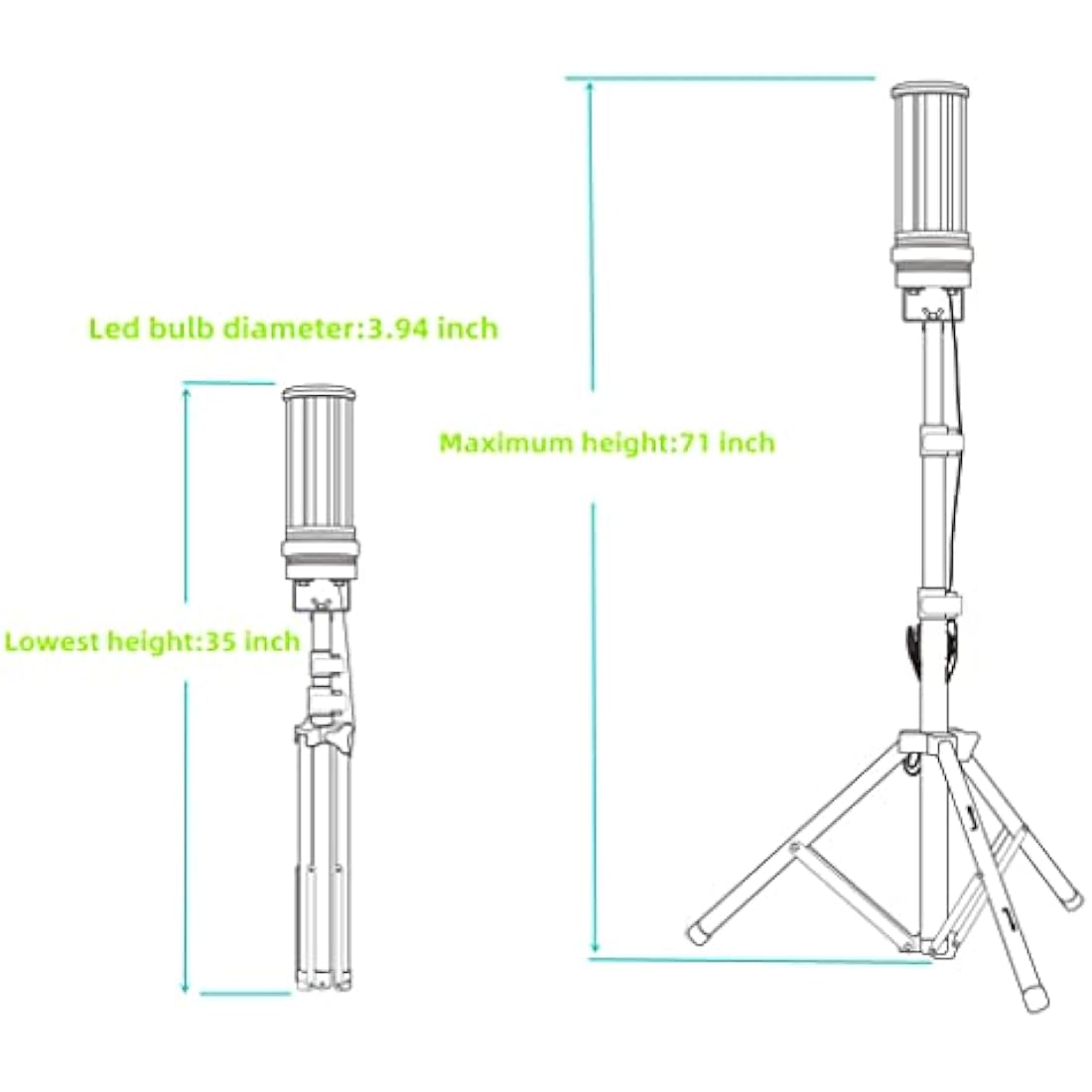 choen 240V 60W Led Tripod Work Site Light 6500 Lumen Jobsite Lighting on Stand,360° Work Lighting for Construction Contractors,Patio,Workshop,DIY Room,Portable and Long Lifespan