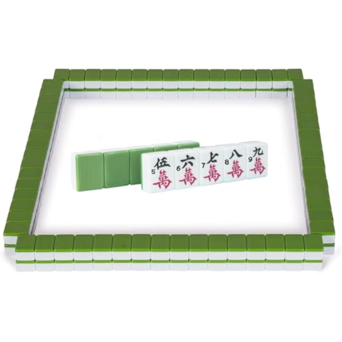 LANYOTA Mahjong Set, Chinese Mahjong Game Set with Carrying Travel Case,36x27mm,Large 144+2 Tiles with Arabic Numerals, 2 Dice and a Wind Indicator(Green)