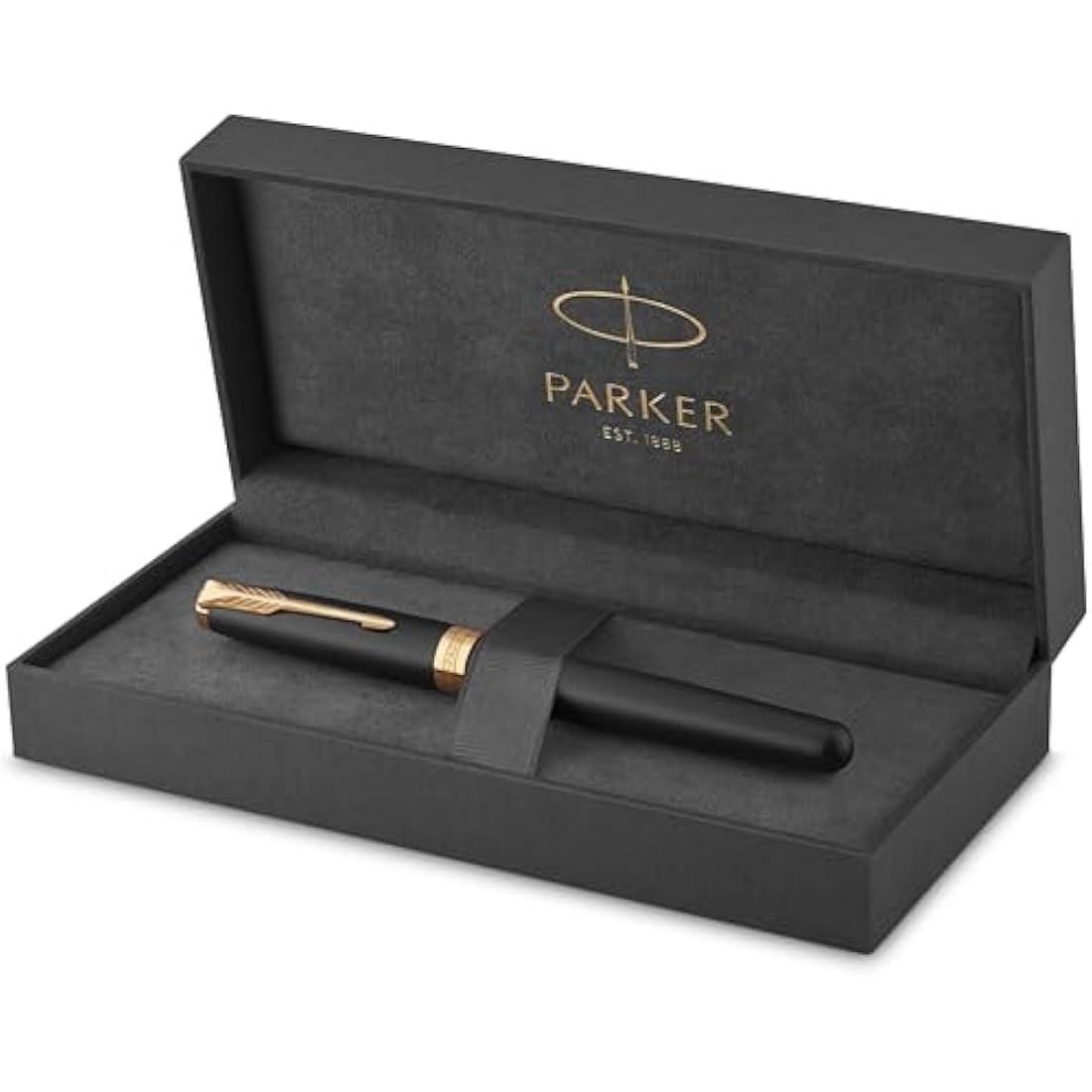 Parker Sonnet Fountain Pen | Matte Black Lacquer with Gold Trim | Fine Nib | Gift Box
