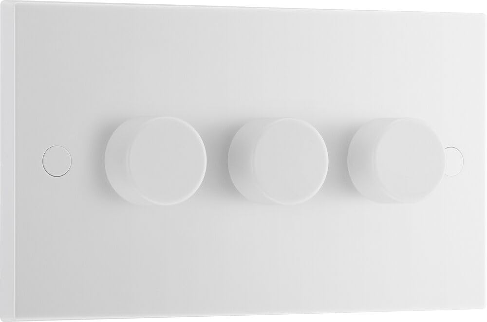 BG Electrical Intelligent Triple Wall Dimmer Switch, 2 Way, Square Edge, Nexus 900 Series, White Moulded, 200W, 983