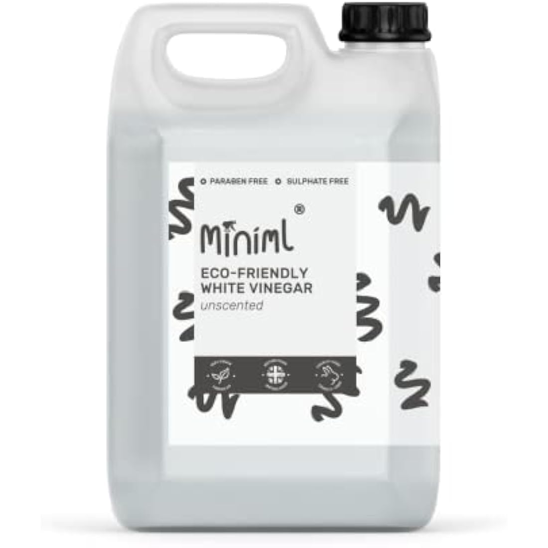 Miniml Eco White Vinegar Cleaning - All Natural Multi-Surface & Multi-Purpose Cleaner, Limescale Remover, Laundry Softener & More - 100% Vegan & Cruelty Free (5L (Pack of 1)
