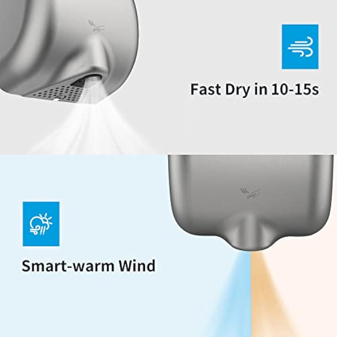 anydry 2800 Commercial Hand Dryer,Heavy Duty Stainless Steel Hand Dryers,Electric Hand Dryer For Toilet.(Brushed)