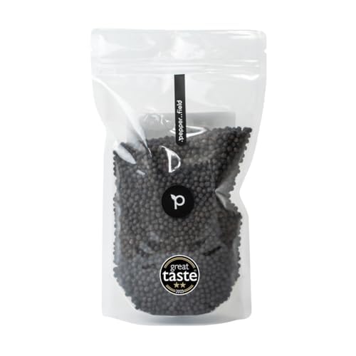 Pepper Field Kampot Pepper Black - Premium Black Peppercorns Whole from Cambodia, Fresh & Flavourful, Whole Peppercorns for Grinder & Kitchen, Great