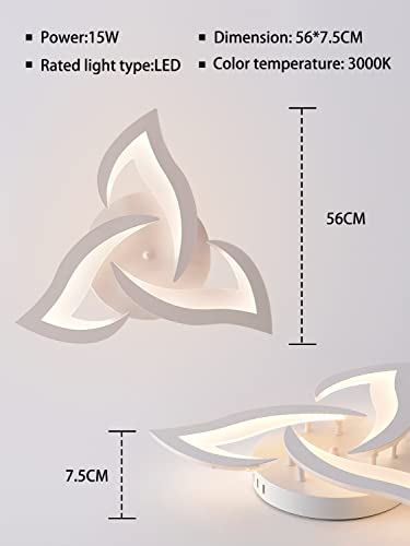 KAUCQI LED Ceiling Light 56CM 15W Modern LED Ceiling Lamp 3000K 1500LM Children's Room Light Petal Lamp for Living Room Bedroom Kids Room