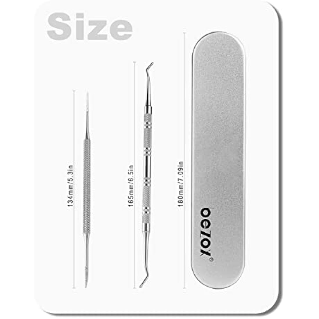 BEZOX Ingrown Toenail File(13.4cm) & Lifter Set(16.5cm)- Podiatrist Preferred Ingrown Toenail Treatment Tool