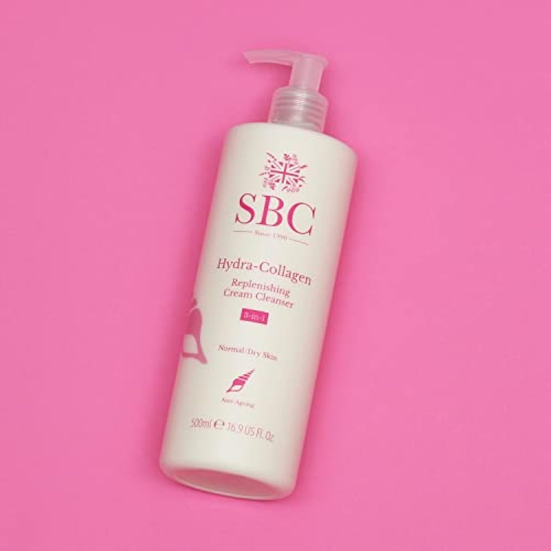 SBC Skincare Hydra-Collagen Replenishing Cream Cleanser with Skin Shammy 500ml, Anti-Ageing Collagen Facial Cleanser, Removes Make-Up, Cleanses, Hydrates
