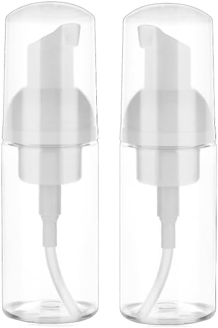 2 Pack Foam Pump Bottle Travel Small Size Mousse Foam Soap Dispenser Mini Empty Clear Plastic Foaming Soap Dispenser Refillable Pump Containers for