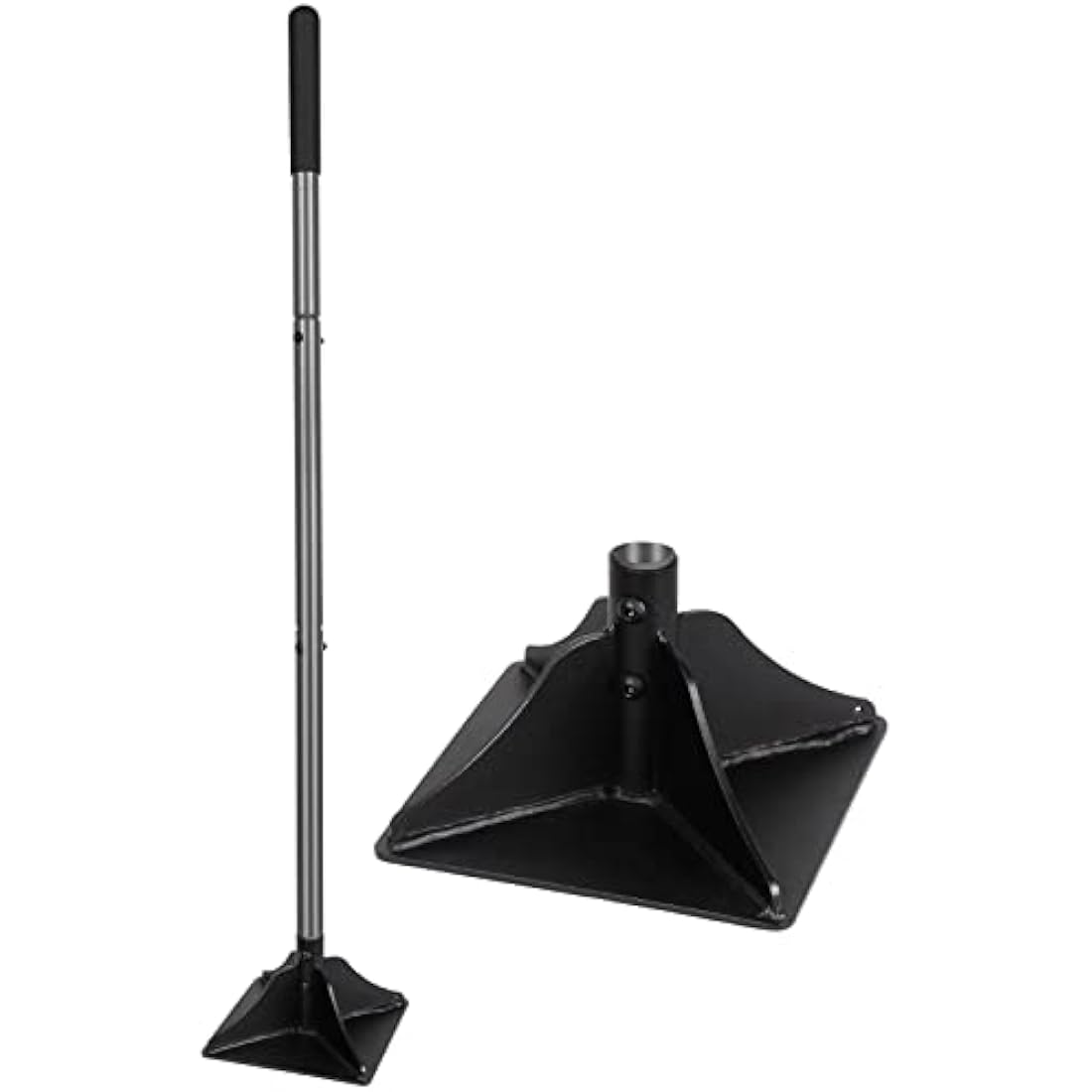 Walensee Steel Tamper with 122 cm Handle 20x20cm Garden Rubber Grip for Laborsaving All-Steel Heavy Duty Ideal Tool Leveling Ground Installing pavers and Repairing Blacktop