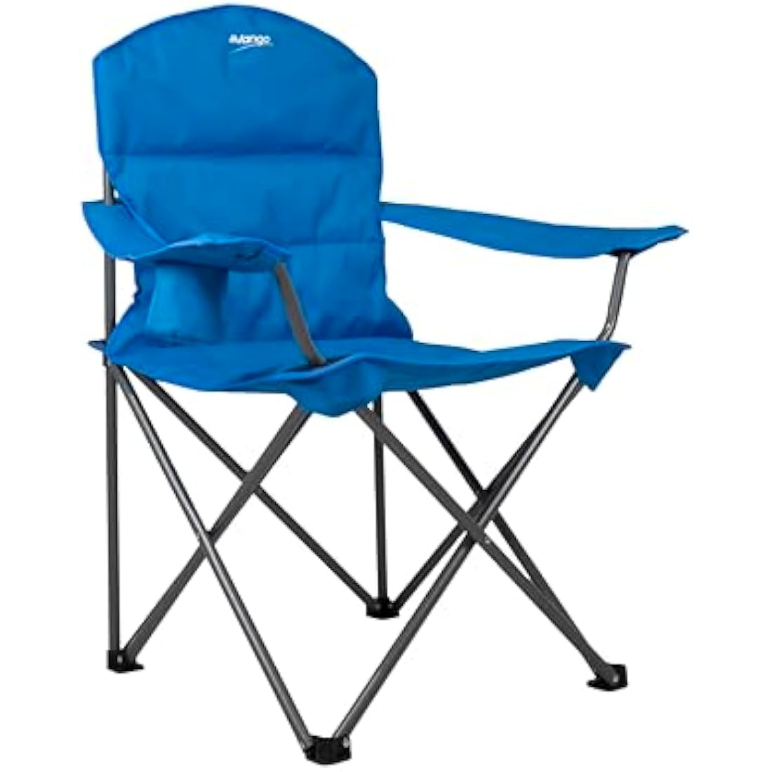 Vango Goliath X-Large Padded Camping Chair for Adults, Extra Wide Seat with Insulated Drinks Holder, Folding Garden Chair for Outdoors, Fishing, Beach, Blue