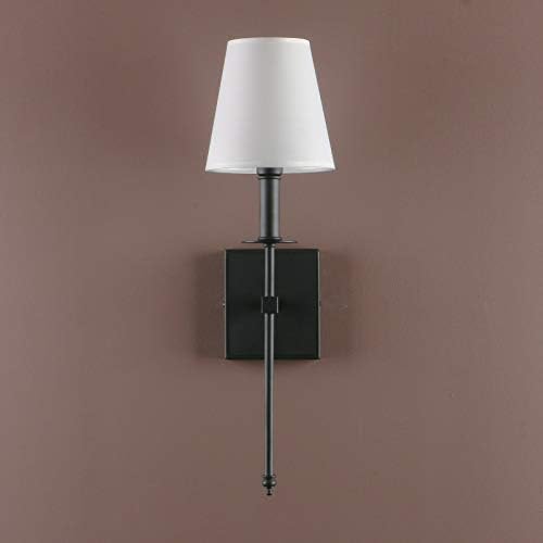 Yosoan Lighting 2 Sets of Vintage Loft Bar Modern Linen Lampshade Wall Light Fittings, Hotel Beside Bed Wall Lamp E27 Screw (Black)