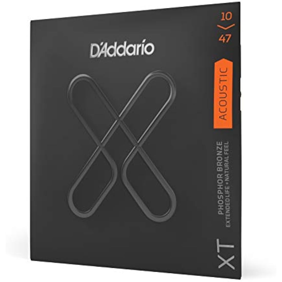 D'Addario Acoustic Guitar Strings, XT Phosphor Bronze Coated, XTAPB1047, Extra Light Gauge 10-47, 6-String Set, Pack of 1