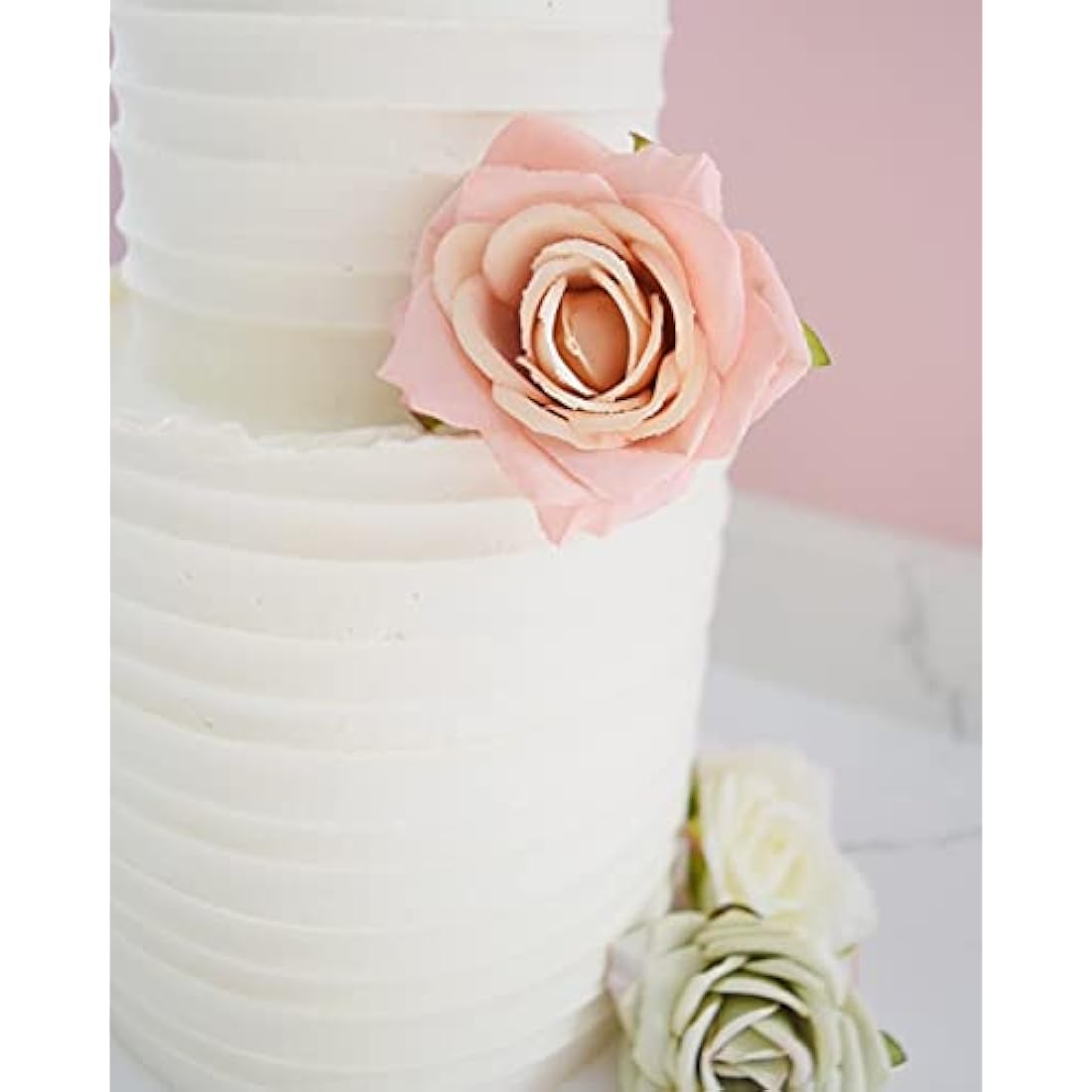The Baked Studio - 10 Pieces Artificial Flower Silk Rose Head Realistic Flowers for DIY Wreath Craft Cake Living Room Home Wedding Accessories and Decoration (MIXED)