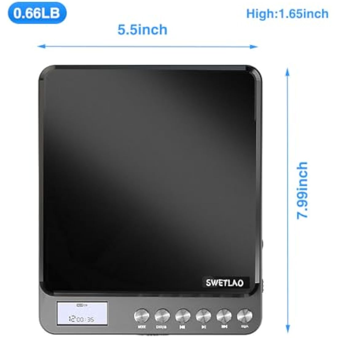 Portable CD Player with Built-in Speakers, Rechargeable CD Player with Double Headphone Jack, Anti-Skip Personal Compact CD Player for Car & Home & Travel