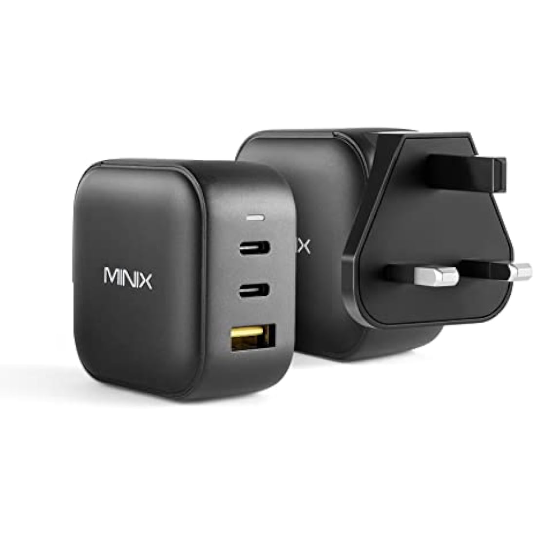 MINIX 66W Turbo 3-Port GaN Wall Charger 2 x USB-C Fast Charging Adapter, 1 x USB-A Quick Charge 3.0, Compatible with Laptop, iPad Pro, iPhone 14 Pro,Max XR XS X SE2 and More (NEO P1)