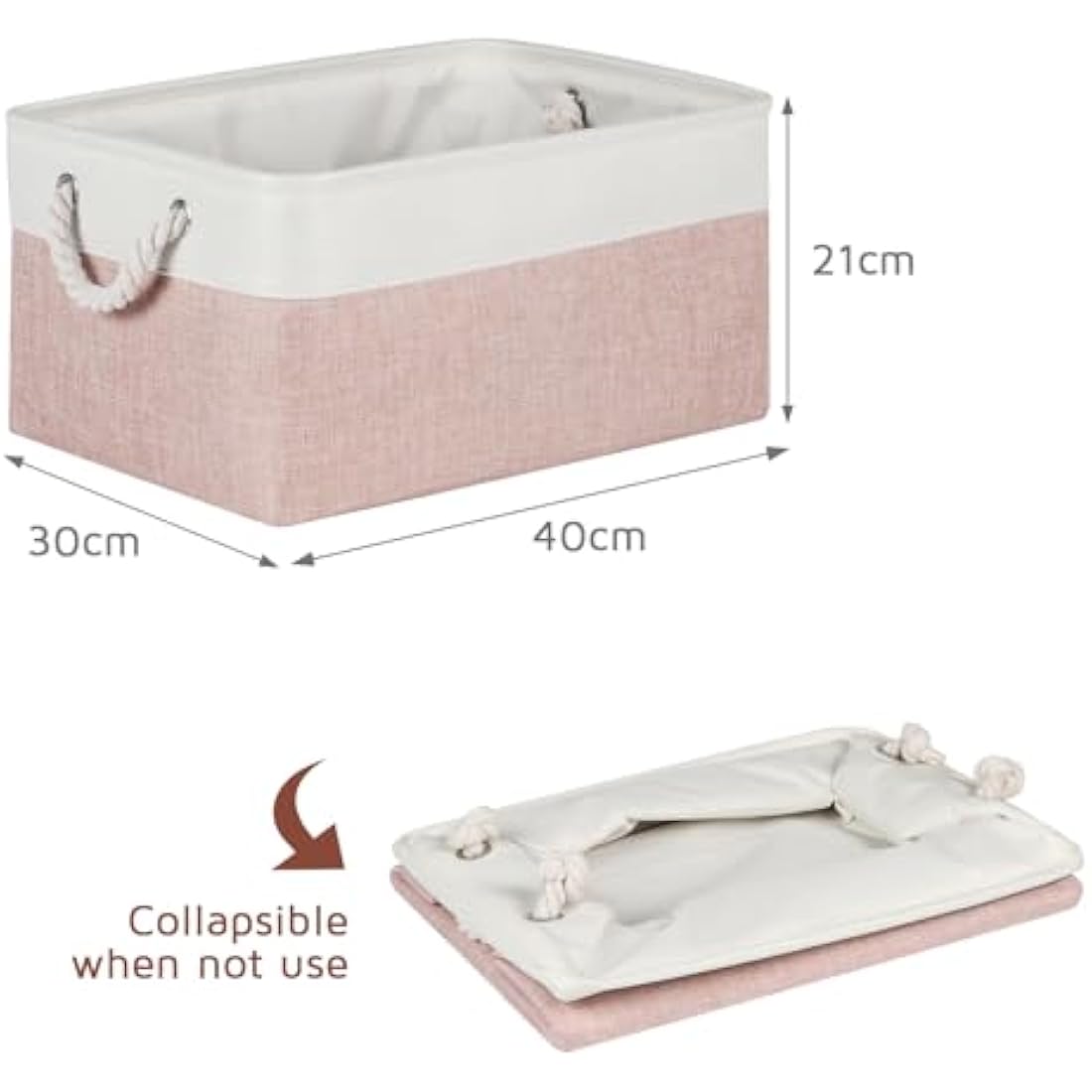 Syeeiex Storage Basket for Shelves [3-Pack], Storage Boxes with Handles, Large Fabric Storage Bins for Organizing Home and Office, Pink